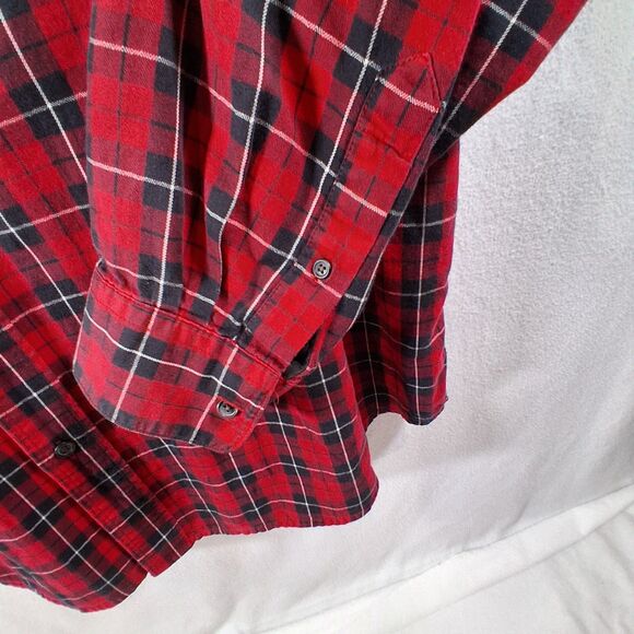 Chaps Shirt Mens 2XL XXL Red Plaid Long Sleeve Button Down Easy Care Casual Flaw - Picture 2 of 14